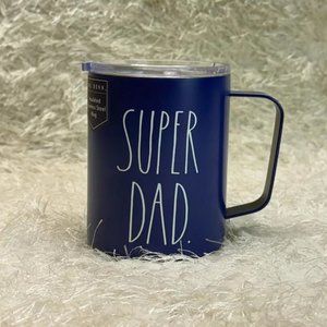 Rae Dunn "Super Dad" Stainless Coffee Mug Steel 12 Oz